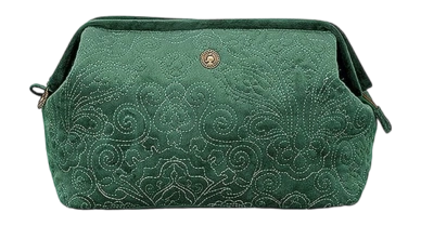 Pip Studio Velvet Quiltey Toilettas Dames Green Cosmetic Purse Extra Large