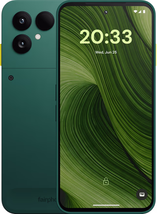 Fairphone 6 256GB Groen 5G - tweedekans · geen oplader meegeleverd — outlet/retourdeal