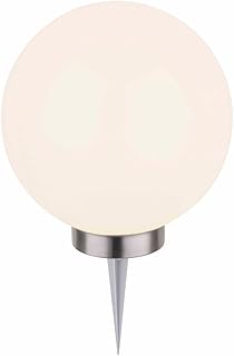 Dehner Bolvormige lamp op zonne-energie met grondpen en kleurverandering, Ø 20 cm, kunststof, wit