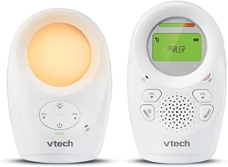 VTech Babyphone Night Light BM1211 Draadloze audio-babyfoon, nachtlampje, slaapliedje, zwart, 1 stuk (1 stuk)