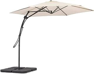 BAKAJI Zweefparasol voor de tuin, decentraal, 3 x 3 m, metalen stang, hefboomsluiting, kruisvoet, Air-Vent-systeem, buiteninrichting, paviljoen, zwembad, tuin, terras, buiten