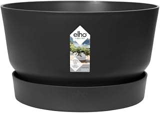 Elho Greenville Schaal 33 - Bloempot voor Buiten - Ø 32.5 x H 19.4 cm - Living Black