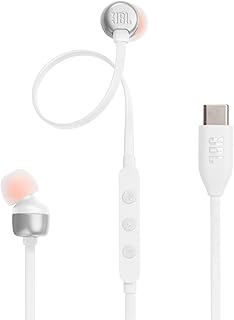 JBL Tune 310 C Bedraade in-ear oortjes met microfoon, met JBL Pure Bass Sound en een 3-knops afstandsbediening, in het wit