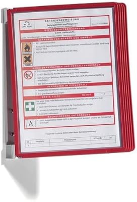 Durable 555103 Wand zichtpanelen systeem (Vario Wand 5, met 5 A4-zichtpanelen) rood