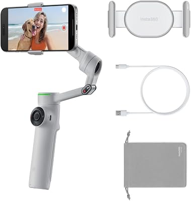 Insta360 Flow 2 Pro Grey - Opvouwbare AI-telefoongimbal, track in meer dan 200 apps met Apple DockKit, tracking voor meerdere personen, 360º pantracking, ingebouwd statief/selfiestick, draagbare