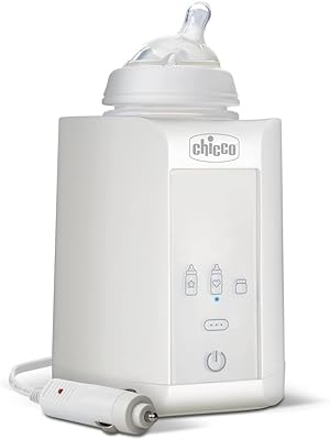 Chicco Draagbare flessenwarmer voor reizen en babyvoeding, met 3 programma's en automatische uitschakeling, geleidelijke verwarming, ook voor glazen en moedermelk, houdt de warmte, 220 W, wit, 1 stuk
