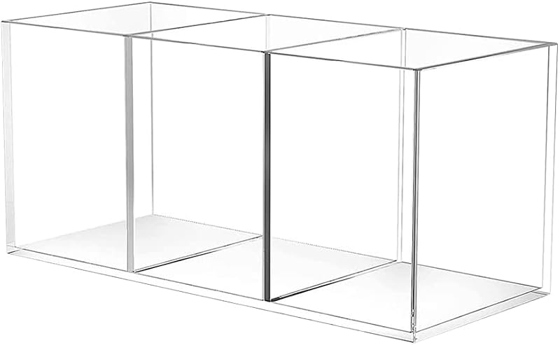 Acryl pennenhouder, transparant, vierkante pennenhouder, 3 vakken, pennenbeker, penseelhouder, pennenbak, organizer, doorzichtige pennenkoker, penhouder, kantoorartikelen voor kinderen