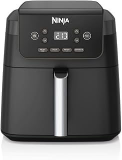 Ninja Heteluchtfriteuse, 6,2 l, zonder olie, grote vierkante lade, braden, heteluchtfriteuse, drogen, opwarmen, digitaal, antiaanbaklaag, vaatwasmachinebestendige mand, zwart, AF170EU