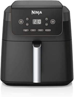 Ninja Heteluchtfriteuse, 6,2 l, zonder olie, grote vierkante lade, braden, heteluchtfriteuse, drogen, opwarmen, digitaal, antiaanbaklaag, vaatwasmachinebestendige mand, zwart, AF170EU