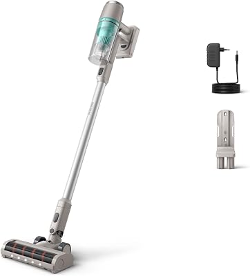 Philips Snoerloze Stofzuiger 2000-Serie, Handstofzuigmodus, 3-traps Filtratiesysteem, Nauwkeurig en LED-Mondstuk, 40 min. Werktijd, Verwisselbare Batterij, PowerCyclone 7-Technologie (XC2012/01)