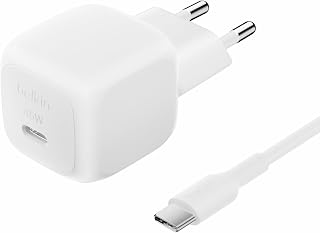 Belkin compacte USB-C-wandlader (45 W) + USB-C/USB-C-kabel, snellader voor Apple iPhone 16, 15, 14, Plus, Pro, Pro Max, Samsung Galaxy S25-serie, S24, Pixel 9, iPad, AirPods en meer - Wit