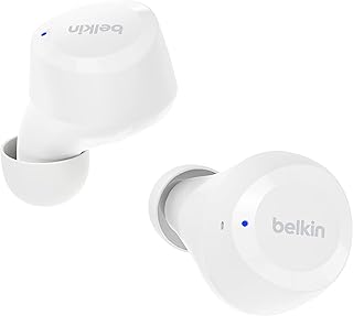 Belkin SoundForm Bolt True Wireless Earbuds, oordopjes draadloos, batterijduur tot 28 uur en Mono-modus, zweet- en waterbestendig (IPX4), Bluetooth-koptelefoon met microfoon, Wit