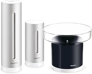 Netatmo Weerstation Binnen Buiten met Draadloze Buitensensor en Slimme Regenmeter, Vochtigheid, Luchtkwaliteit, Geluidsniveaus Binnen, Barometrische Druk, NBU-NWS-NRG-EU