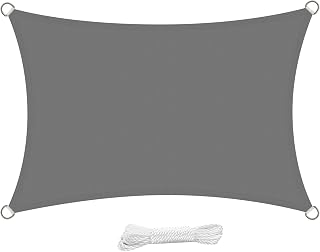swift Schaduw Zeil 3x5 Meter Rechthoek Waterafstotend PES Polyester 5x3 m Zonnezeil UV-bescherming voor Buiten Tuin Terras, Grijs