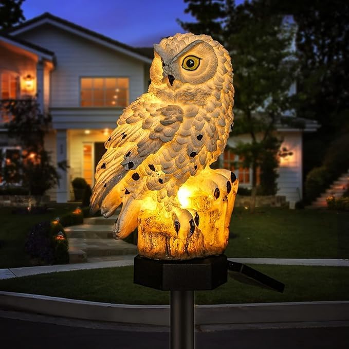 Hoofun Uil zonnecel tuinlampen waterdicht outdoor decor LED gazon - tweedehands - als nieuw — outlet/retourdeal