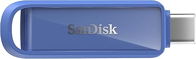 SanDisk Phone Drive met USB Type-C 1 TB (flash drive voor smartphones, tablets en computers, 150 MB/s lezen, sleutelhangerlus om mee te nemen, 1 jaar RescuePRO Deluxe software) - Maritime Blue