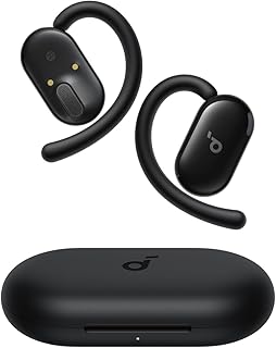 soundcore Anker V20i koptelefoon, verstelbare oorhaken, comfortabel, stevige grip, sterke bas, ruisvrije telefoongesprekken, IP55, led, 36 uur speeltijd, Bluetooth 5.4 oordopjes, multipoint verbinding