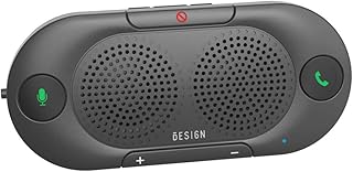 Besign handsfree luidspreker voor in de auto, voor handsfree bellen, GPS en muziek, draadloze zonneklep en voorruit auto kit (Metaalgrijs)