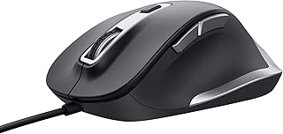 Trust Fyda USB Muis, Duurzaam Design, 600-5000 DPI, 6 Knoppen, PC Mouse met Kabel 150 cm, Rechtshandig, Ergonomische Muis voor Computer, Laptop, Macbook, Mac, Kantoor - Zwart | Duurzaam design, 600-5000 dpi, 6 toetsen, ergonomische muis met kabel, 150 cm, voor laptop, pc, MacBook, kantoor
