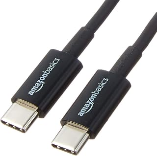 Amazon Basics USB-C-naar-USB-C 2.0-snellaadkabel, snelheid 480 Mbps, USB-IF-gecertificeerd, voor Apple iPhone 16/15, iPad, Samsung Galaxy, tablets, laptops, 3 ft(90cm), zwart