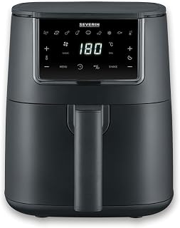 SEVERIN heteluchtfriteuse, airfryer 8 programma's, olievrije friteuse met heteluchttechnologie en 4 l mand zonder PFAS, multikoker met touchscreen, zwart, FR 2461