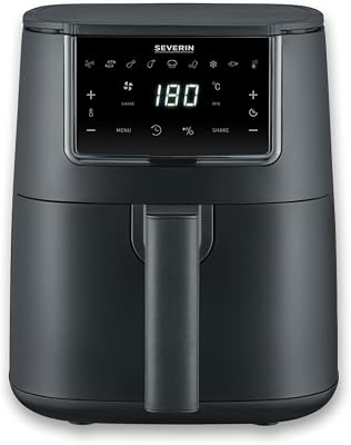 SEVERIN heteluchtfriteuse, airfryer 8 programma's, olievrije friteuse met heteluchttechnologie en 4 l mand zonder PFAS, multikoker met touchscreen, zwart, FR 2461