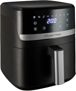 Russell Hobbs Rapid Air Luchtfriteuse, 5,5 l, compact, 9 functies, vaatwasser, anti-aanbaklaag, BPA-vrij, touchscreen, frituren zonder olie, barbecue, bakken en braden 27621-56