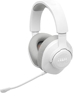 JBL Quantum 360 Draadloze Over-Ear Gaming Koptelefoon met 2.4GHz/Bluetooth Dual Draadloze Verbinding, 22U Batterijduur, Multiplatform Compatibel, Afneembare Microfoon met Dempmogelijkheid, in Wit