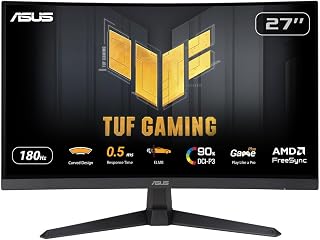 ASUS TUF Gaming VG27WQ3B Gaming Monitor - 27 inch QHD, gebogen, 180 Hz, ELMB, FreeSync, 1ms GTG (0,5 ms), 90 Pure DCI-P3, HDR, DisplayWidget Center