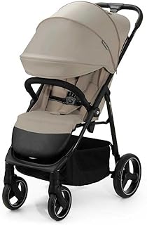 Kinderkraft TRIG 3 lichte kinderwagen, gemakkelijk met één hand op te vouwen, alle wielophanging, verstelbare capuchon, 5-punts veiligheidsharnas, vanaf de geboorte tot 25 kg, beige