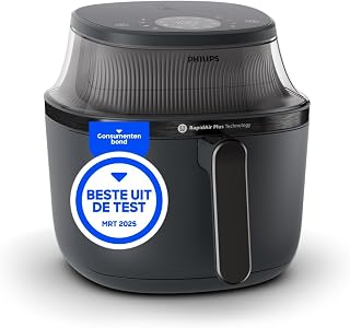 Philips Airfryer 3000 Series 7.2L, Kookvenster, 16-in-1 Airfryer, RapidAir Plus-technologie, Vetverwijdering, HomeID Recept App, Gemakkelijk schoon te maken (NA340/00)