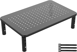 GRIFEMA GB1051, PC-monitorverhoger, in hoogte verstelbare monitorstandaard (3 types), geschikt voor pc-monitoren, laptops, printers, maximale belasting 20 kg, zwart