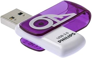Philips USB Stick 64GB Memory USB 3.0 Flash Drive Vivid Edition with Swivel for PC, Laptop, Computer Data Storage Reads up to 100MB/s, violett