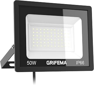 GRIFEMA GD401-5 50W LED-schijnwerper voor buiten, 5500LM, 6500K koel wit, IP66 waterdicht, energiebesparend, flexibele installatie, geschikt voor tuin, terras en beveiliging