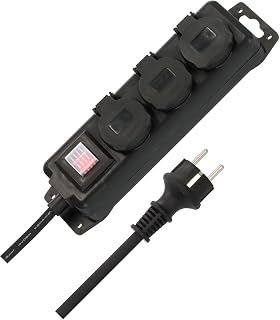 Brennenstuhl stekkerdoos IP44 3voudig (met schakelaar 2m kabel zelfsluitende afdekking stekkerdoos voor buiten voor robuust en permanent gebruik buitenshuis)
