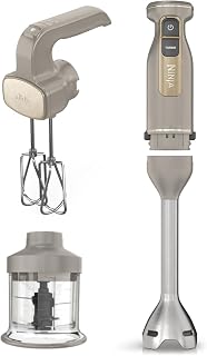 Ninja Foodi Staafmixer, Handmixer & Hakmolen met Geleidelijke Start, 2 Meng- & 5 Mixsnelheden om te Hakken, Mixen, Kneden, Mengen & Meer, Vaatwasserbestendige Onderdelen, Steengouden CI100EUSTGD