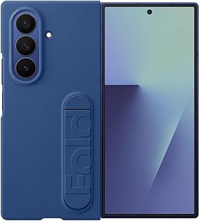 Samsung Siliconen Case EF-MF966 voor de Galaxy Z Fold7, Smartphone Cover, telefoonhoes inclusief vingerhouder, siliconen beschermhoes, schokbestendig, dun en gripvast, blauw