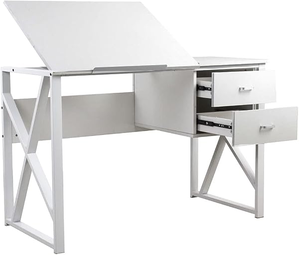 BAKAJI Bureau met 2 laden en kantelbaar tafelblad - tweedehands - als nieuw — outlet/retourdeal