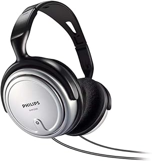 Philips Audio SHP2500/10 HiFi TV-hoofdtelefoon, uitstekend geluid, geluidsisolatie, ideale pasvorm, volumeregeling, extra lange kabel van 6 m, zilver/zwart, verstelbare hoofdband