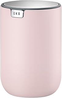 EKO Mini Bureau Prullenbak met Swing-Top Deksel 0.4 Gallon Kleine Tafel Ronde Afvalmand voor Kantoor, Thuis, Auto (Roze)