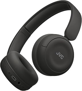 JVC draadloze hoofdtelefoon met 50 uur batterijduur, zachte oorkussens, opvouwbaar ontwerp, Bluetooth 5.3, multipoint-verbinding, EQ-app en ingebouwde microfoon – Mat Zwart - HA-S59W-B