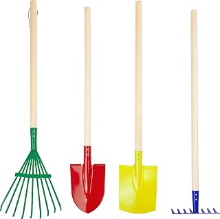 small foot Tuingereedschapsset "Motley" van hout en metaal, hark, schep, spade en hark, vanaf 3 jaar, 10838