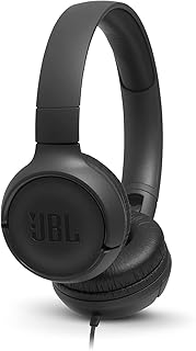 JBL Tune500 on-ear hoofdtelefoon met kabel - oortelefoon met 1-knops afstandsbediening, geïntegreerde microfoon en Alexa-integratie - bellen en muziek luisteren onderweg zwart