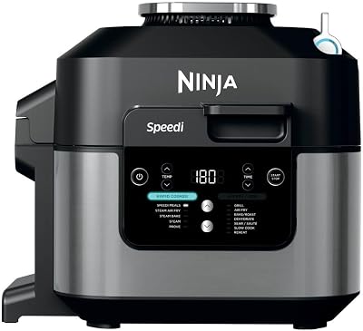 Ninja Speedi 10-in-1 Multicooker, Air Fryer en Multicooker, 5,7 liter, maaltijden voor 4 personen in 15 minuten, airfryen, stomen, grillen garen en meer, bereidt 4 porties, Swart ON500EU