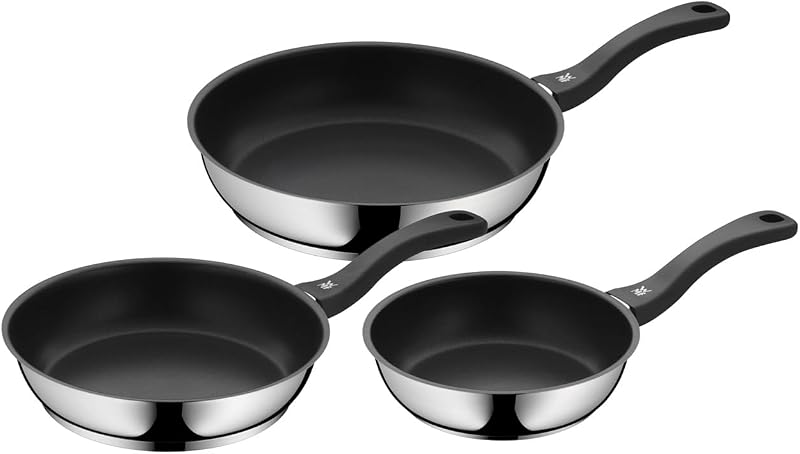 WMF Devil Pannenset, 3-delig, koekenpan 24, 20, 28 cm, inductie, Cromargan roestvrij staal, met kunststof handvat
