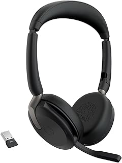 Jabra Evolve2 65 Flex - draadloze stereo headset met Bluetooth, noise cancelling Jabra ClearVoice-technologie en hybride ANC - werkt met alle toonaangevende UC-platforms - zwart
