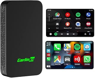 Carlinkit 5.0 Draadloze CarPlay und Android Auto 2 in 1 Adapter, Voor auto's bedraad Apple CarPlay of bedrade Android Auto Functie, (Modeljaar: 2017 tot 2024) Ondersteuning voice assistent, navigatie