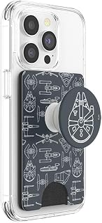 PopSockets PopWallet+ - Officiële Verwisselbare Portemonnee voor Smartphones en Tablets met een Geïntegreerde Verwisselbare PopTop - Millenium Falcon
