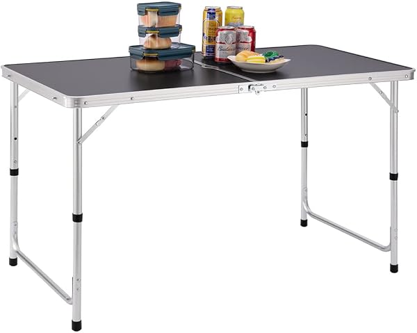 BAKAJI Campingtafel picknick grijs met verstelbare hoogte - tweedehands - zeer goed — outlet/retourdeal