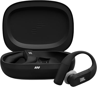 JBL Endurance Peak 4 noise-cancelling in-ear true wireless sportoordopjes met Bluetooth, 48 uur batterijduur, TwistLock secure fit, IP68 water- en stofdicht, JBL Pure Bass Sound, zwart/grijs